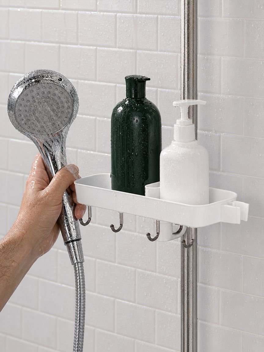 Waterproof and rust-resistant bathroom shower rack