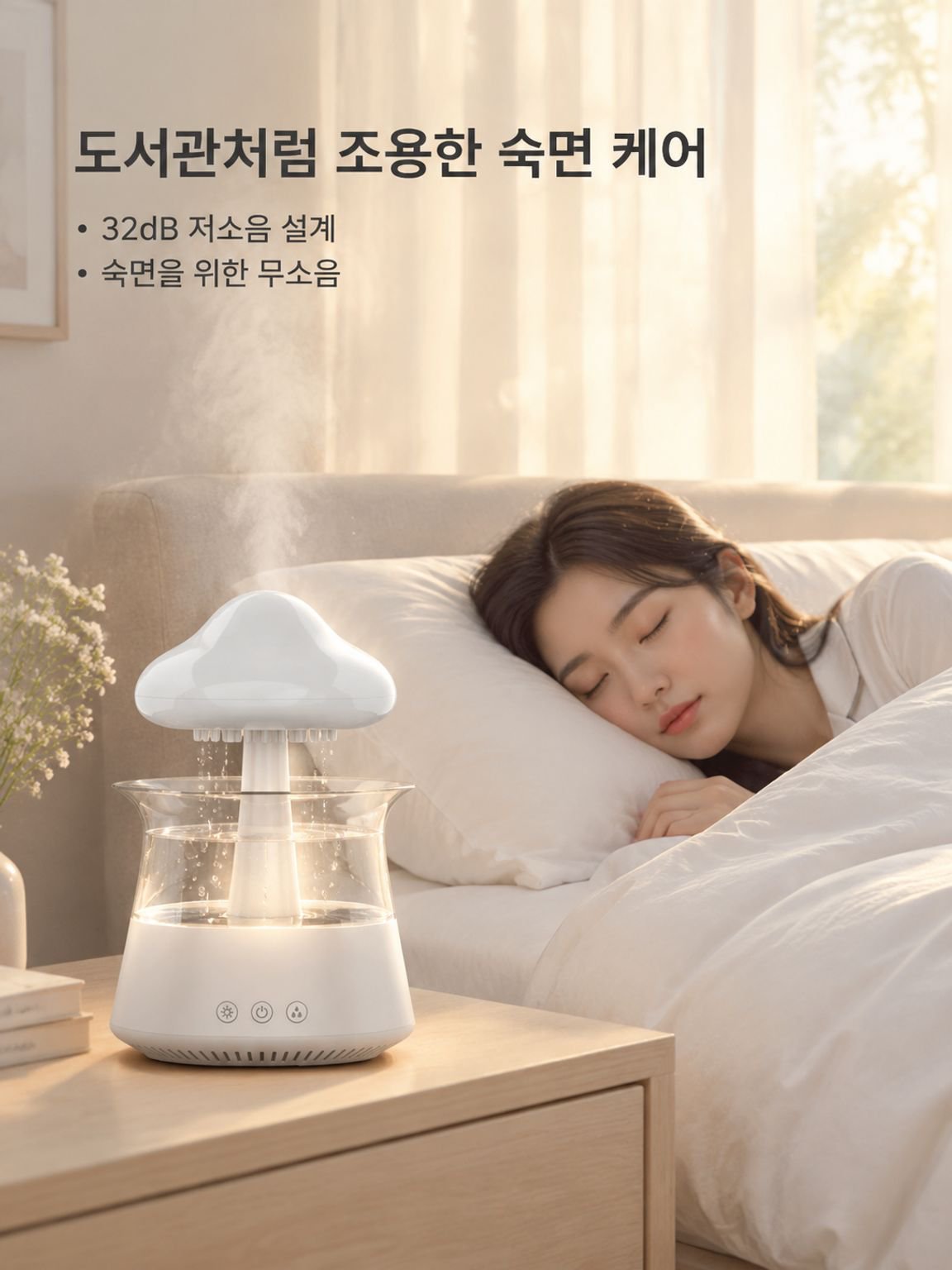 버섯 구름/빗방울/안개 가습기