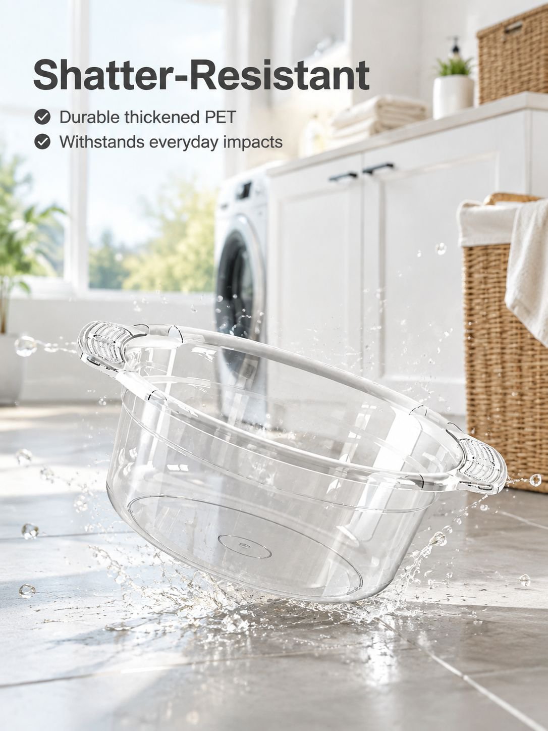 Multi-purpose transparent basin used for washing in the kitchen