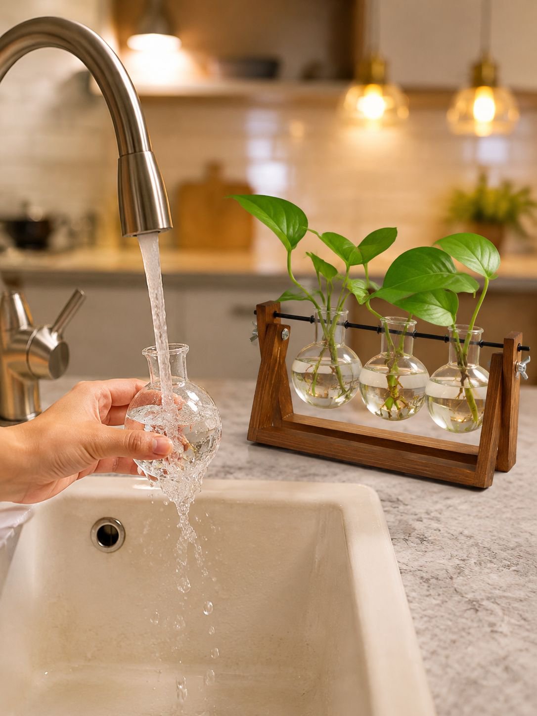 Jarrón de vidrio transparente para plantas y flores