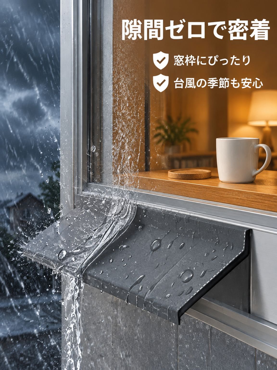 窓用雨水逆流防止ボード