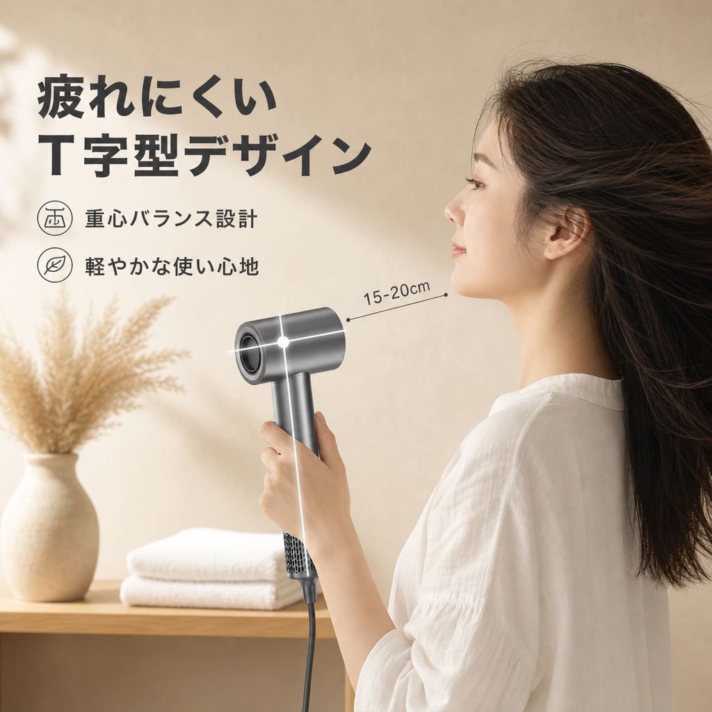 スマート温度表示大風量ヘアドライヤー