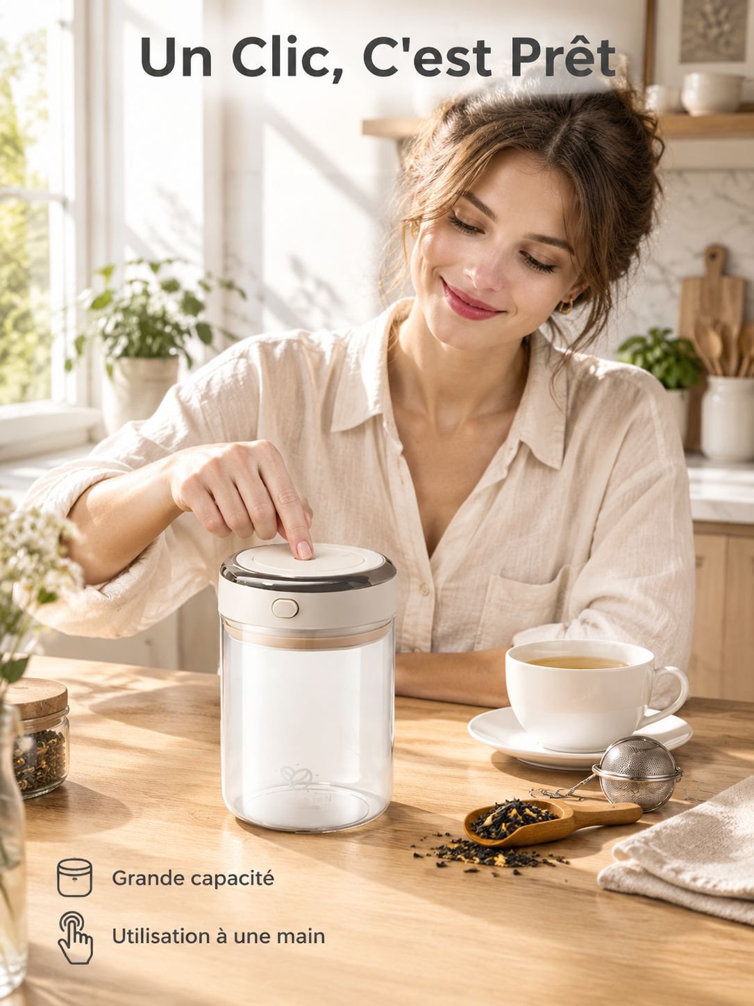 Bocal multifonction hermétique pour thé et lait en poudre