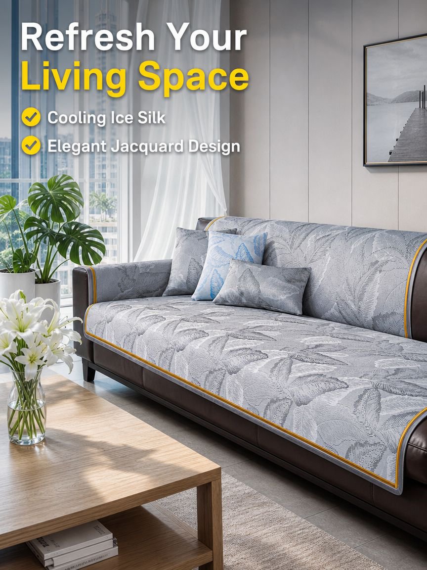 Summer Ice Silk Leather Sofa Non-slip Cool Cushion Cover