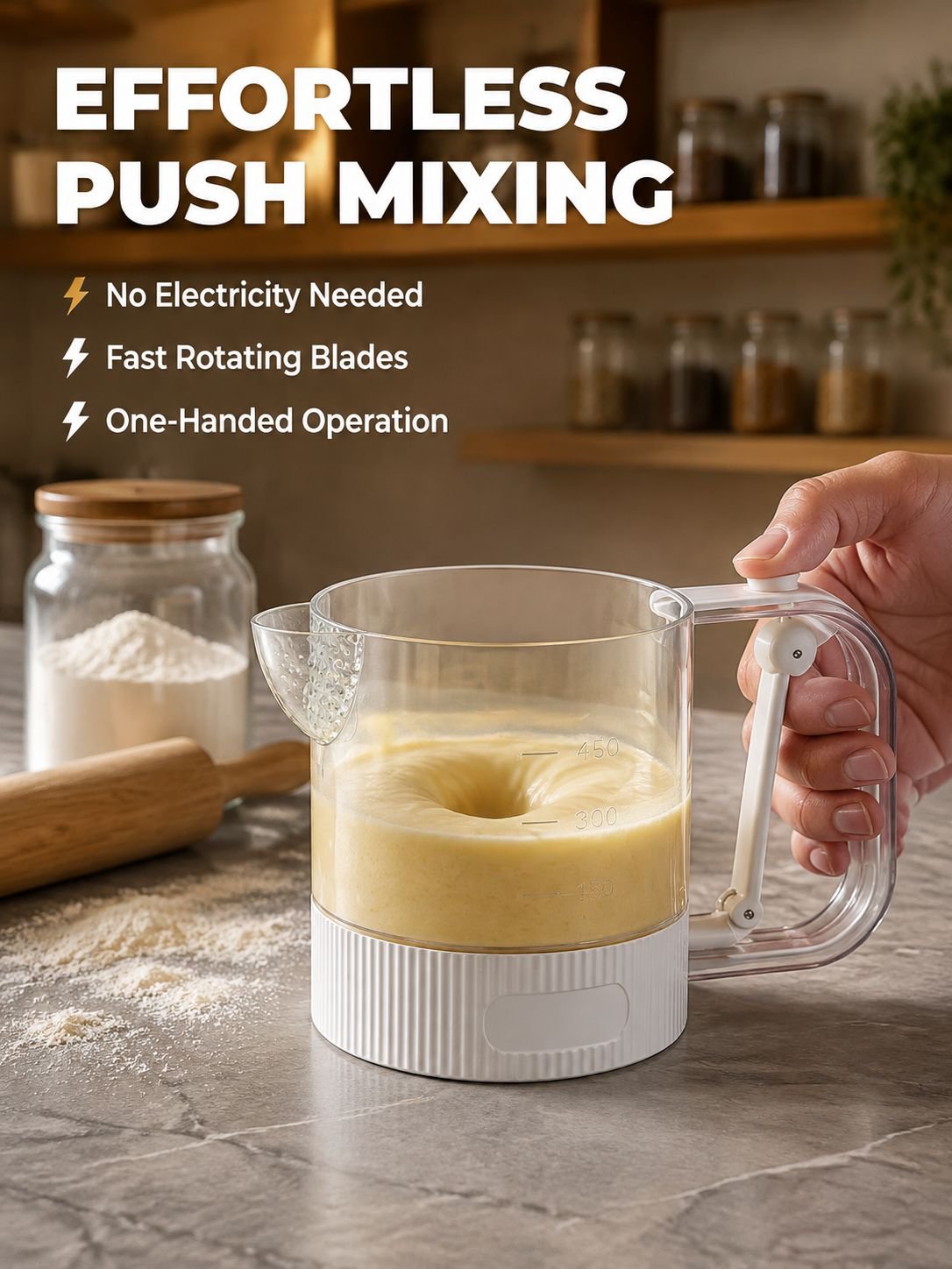Semi-automatic egg beater