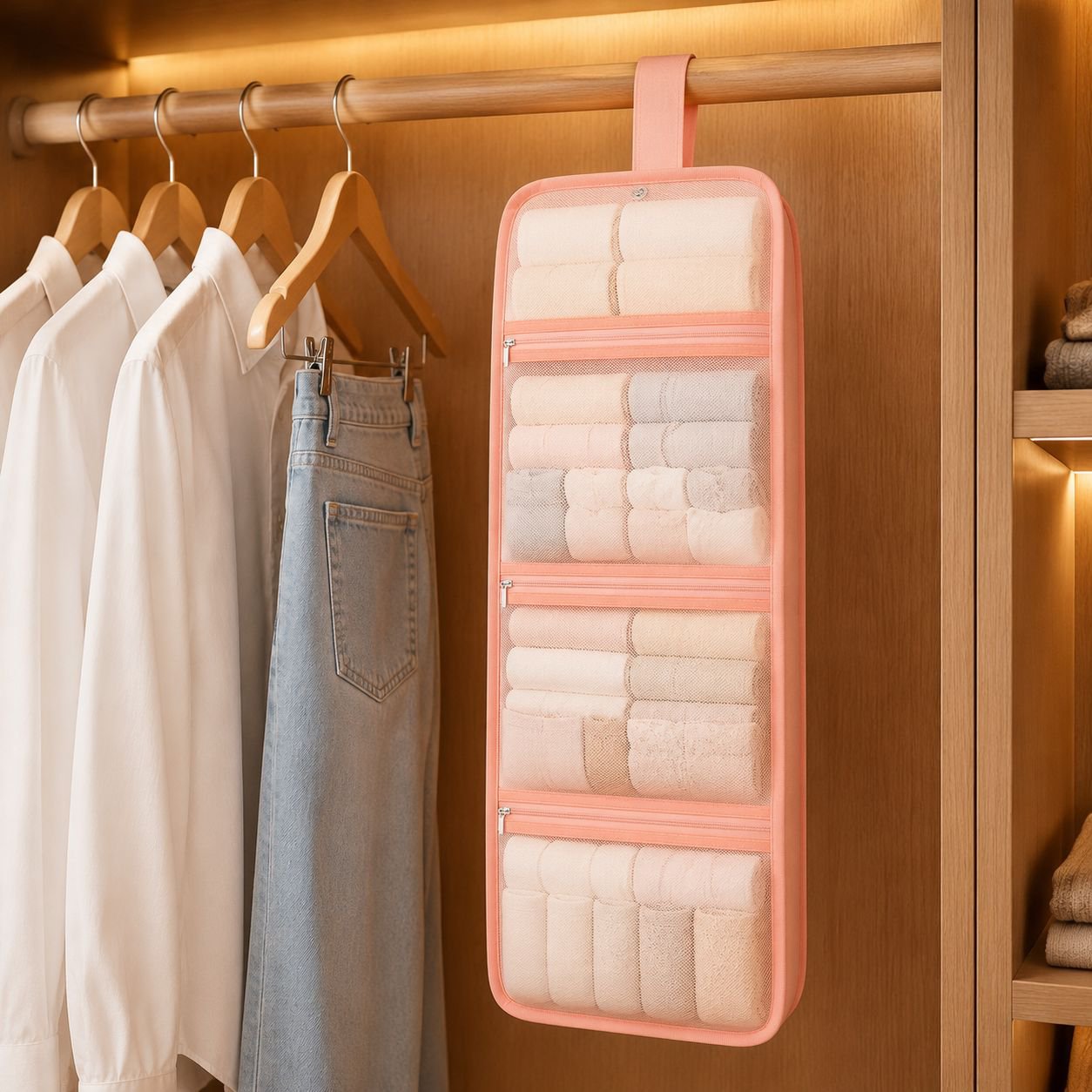 Solución de organización para ropa interior en armario