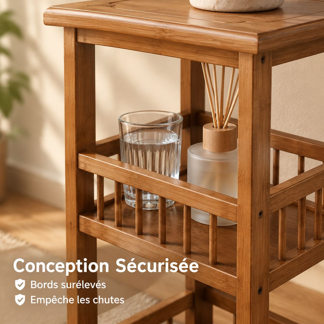 Meuble à Thé Bout de Canapé Salon Petite Table Basse Étagère de Rangement