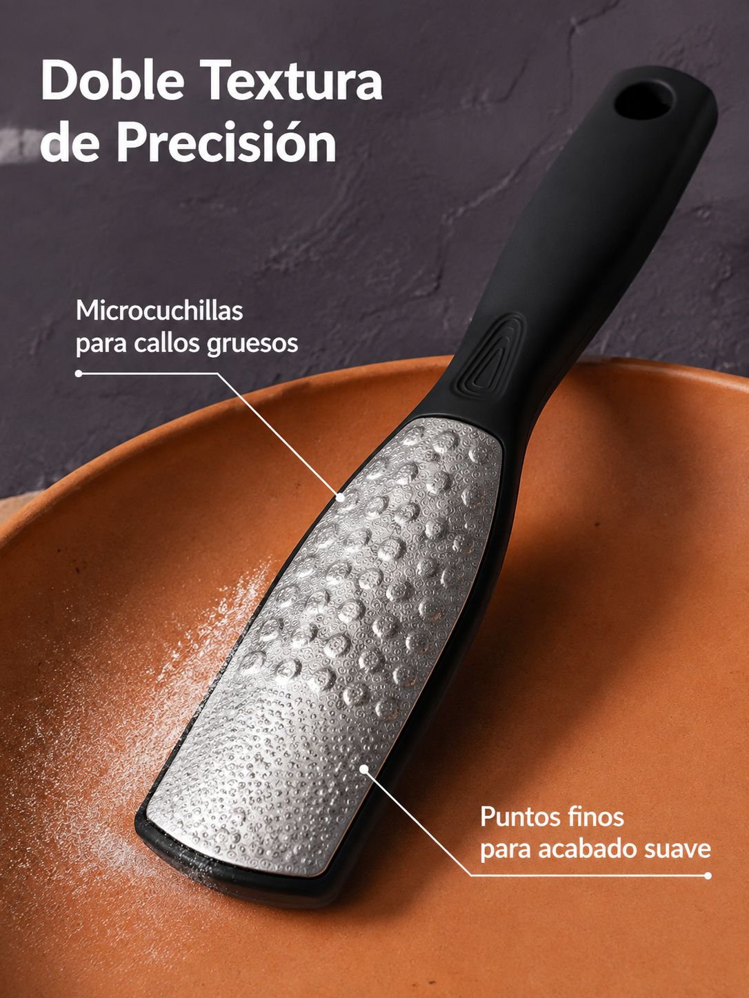 Lima de pies de acero inoxidable de doble cara para eliminar piel muerta