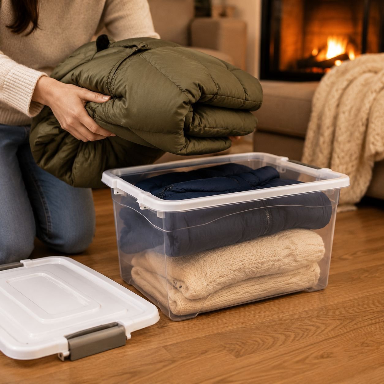 Modern 35L Foldable Transparent Plastic Storage Box Household Organizer Bag