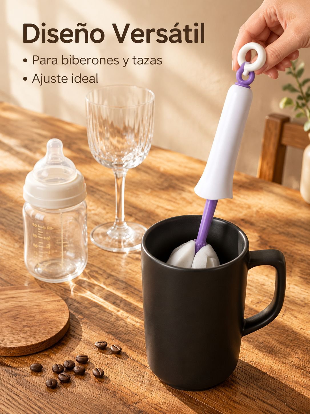 Cepillo para limpiar vasos, multifuncional, con funda antipolvo y exprimidor