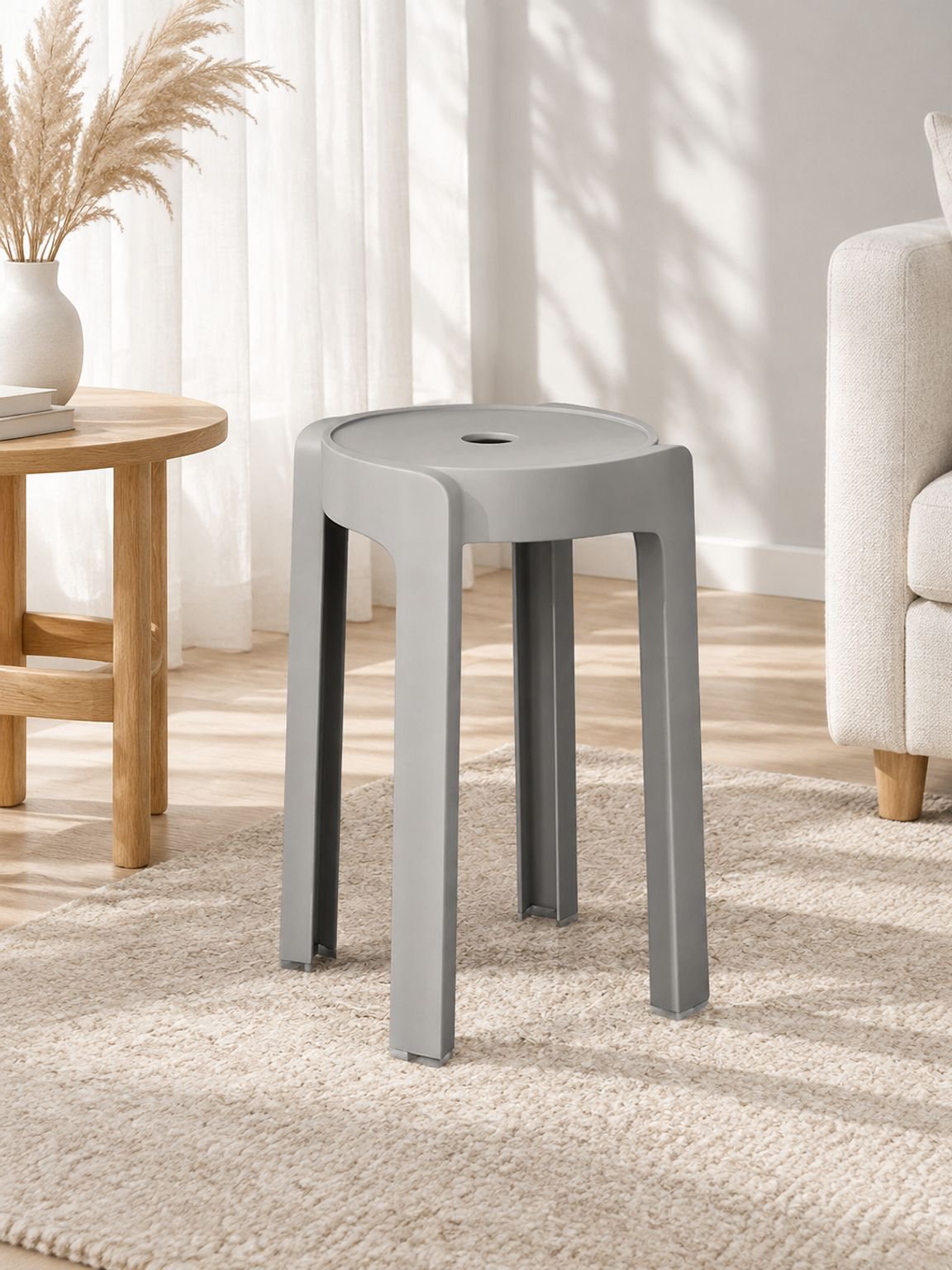 Tabouret en Plastique Épais Empilable Moderne pour Salle à Manger
