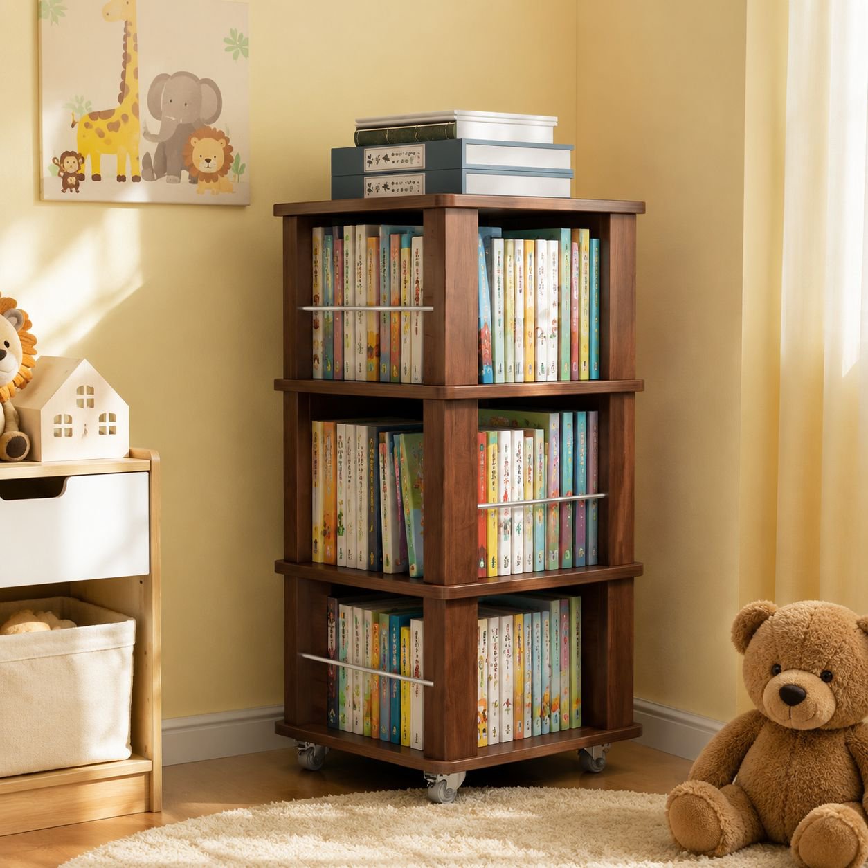 Multi-functional rotatable book stand for children
