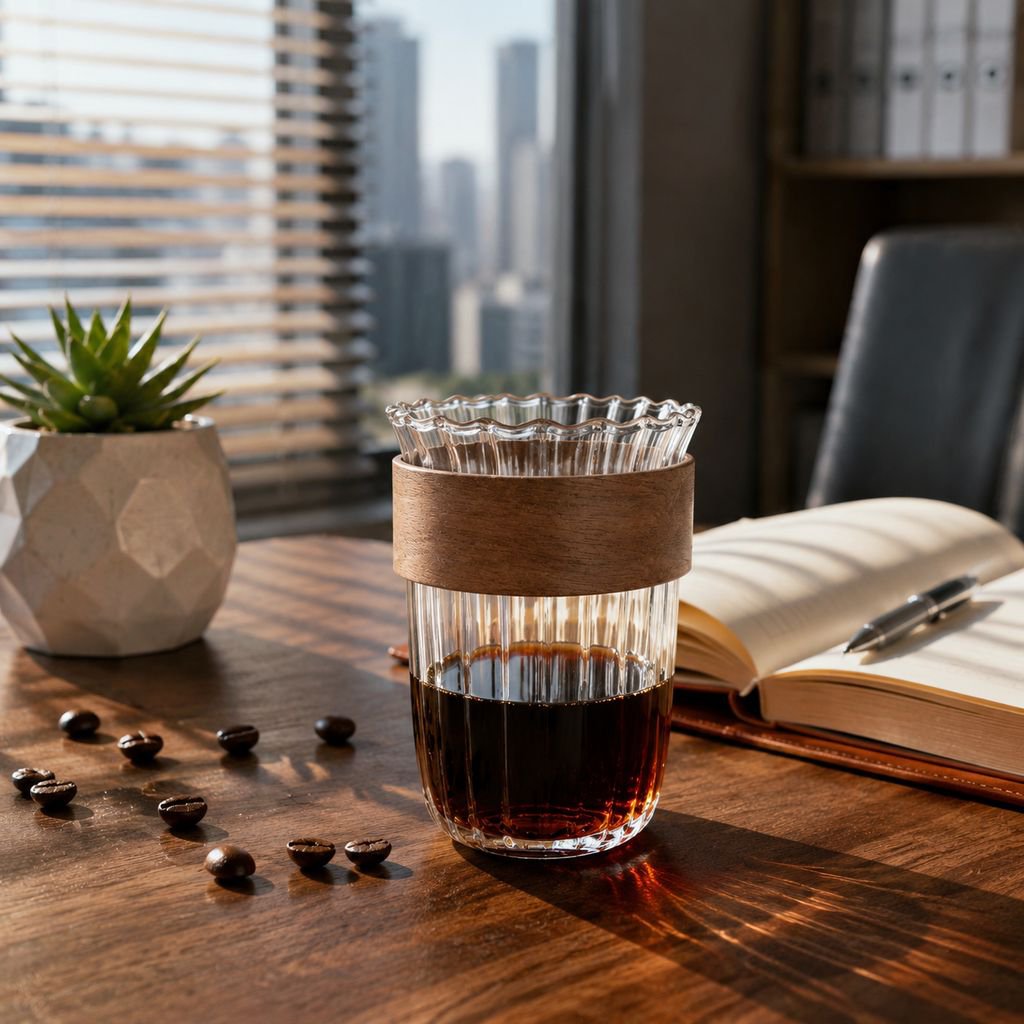 直條紋玻璃咖啡杯