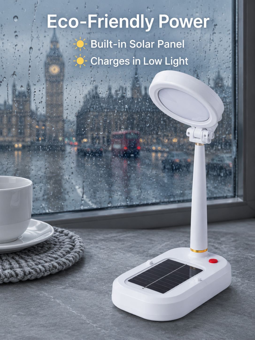 Solar Rechargeable Desk Lamp Study Fan