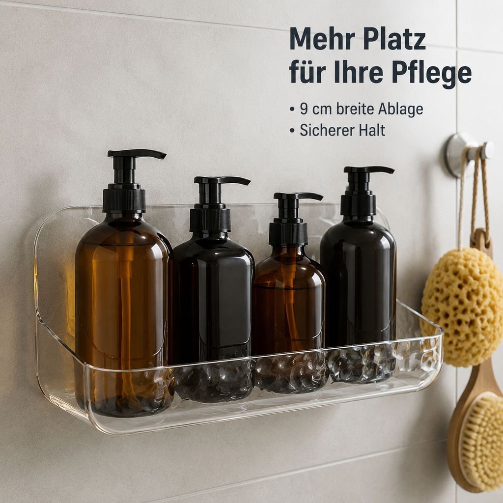Wandmontiertes Acrylregal fürs Badezimmer