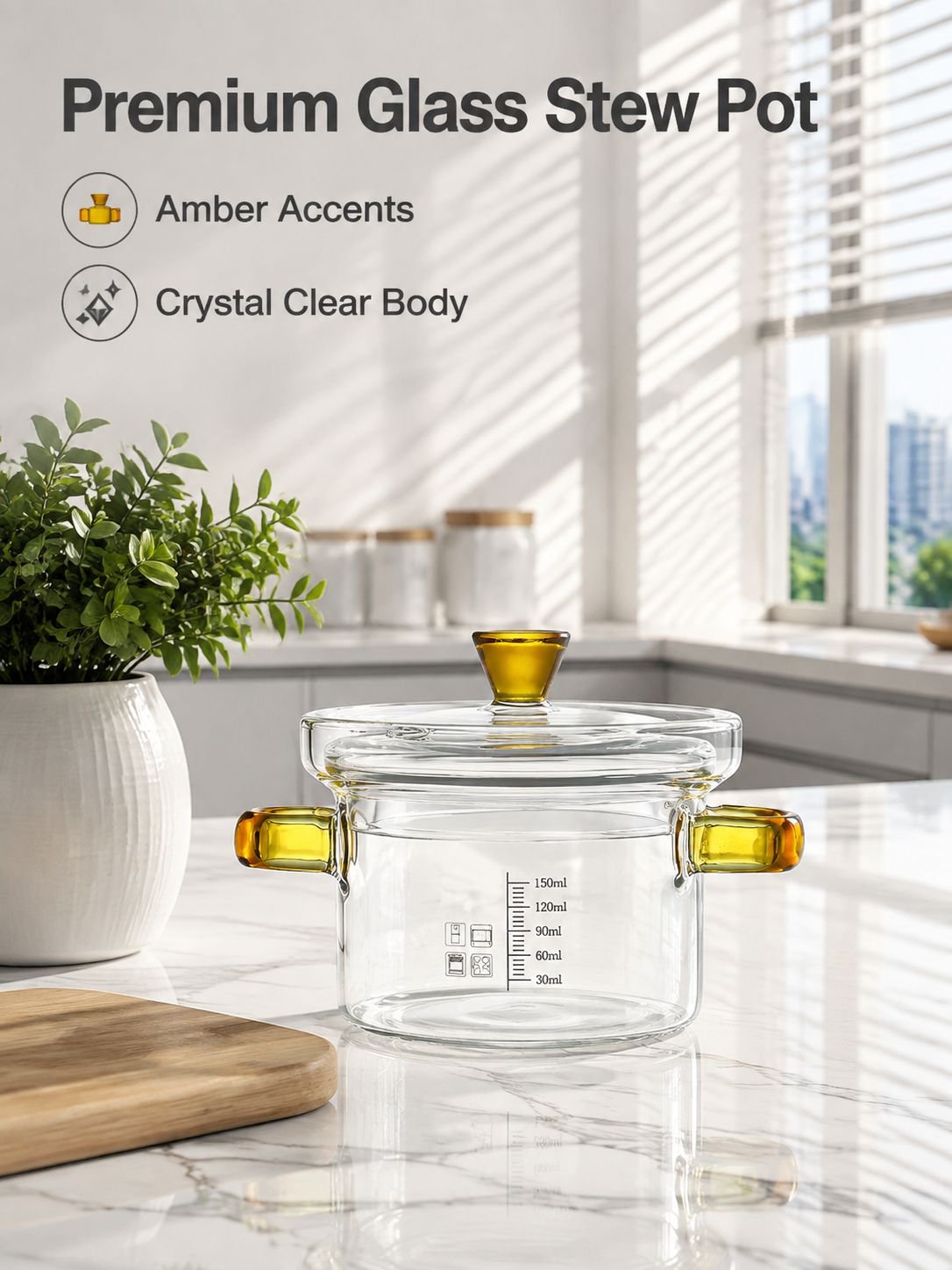 High borosilicate glass stew pot