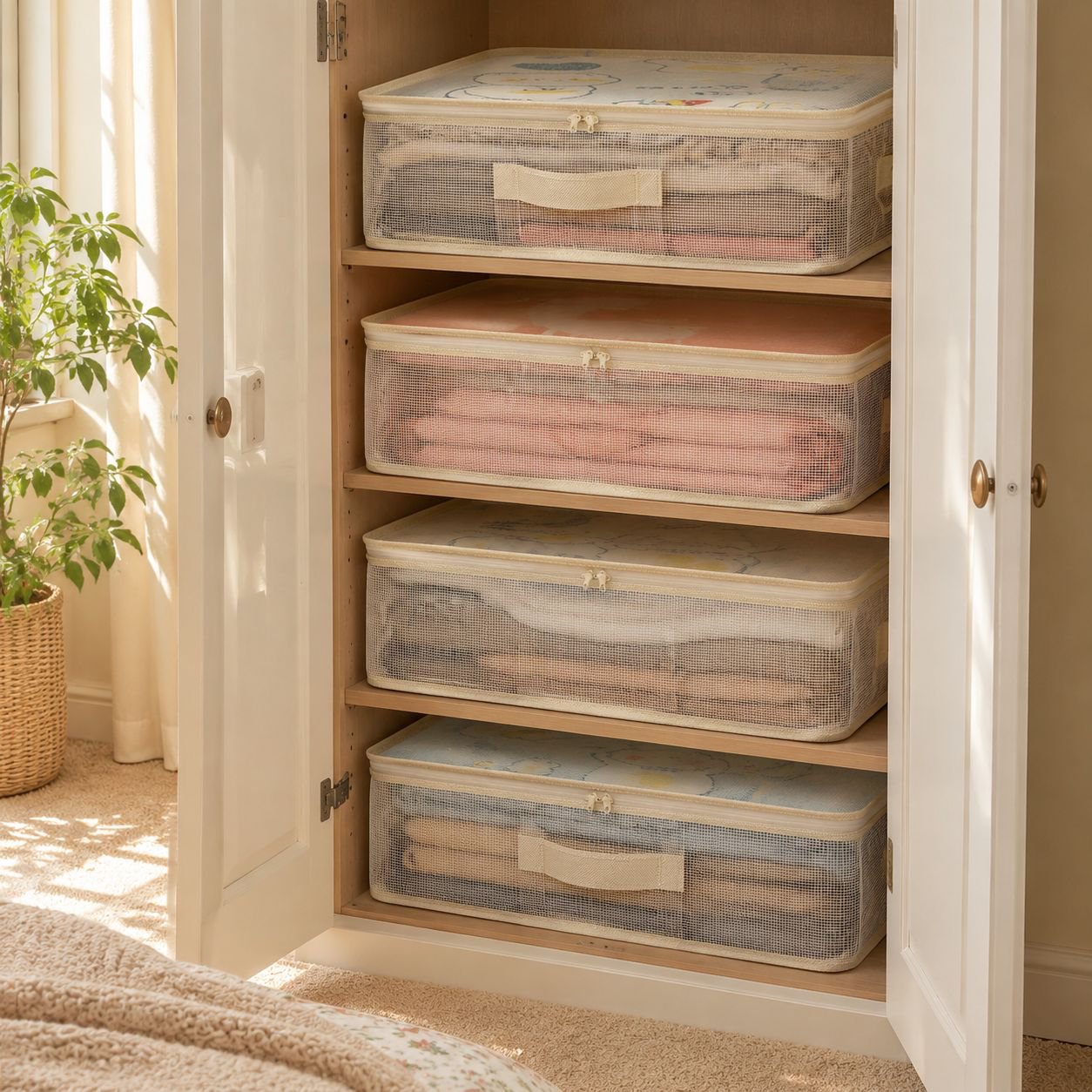 Wardrobe mold and dust resistant storage bag set of 4 pieces
