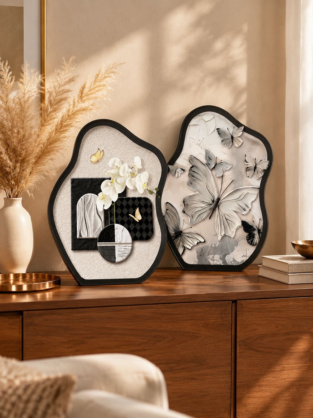 Cuadro decorativo de orquídeas y mariposas