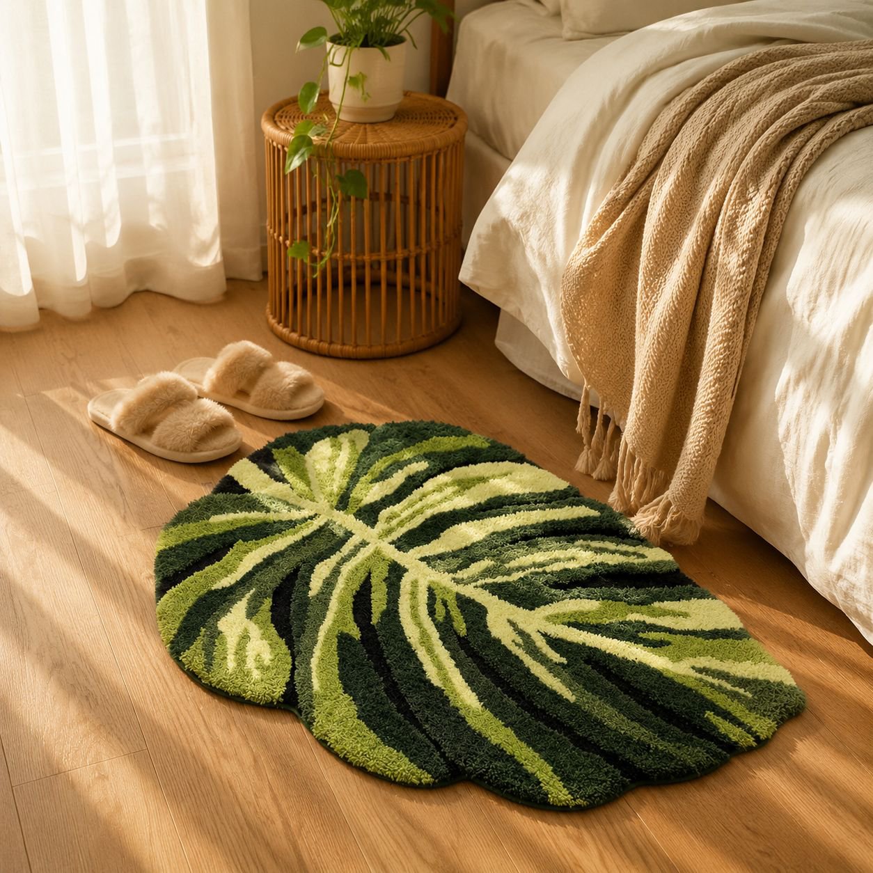 Tapete decorativo de entrada con hojas verdes, absorbente y antideslizante, para baño y pasillo
