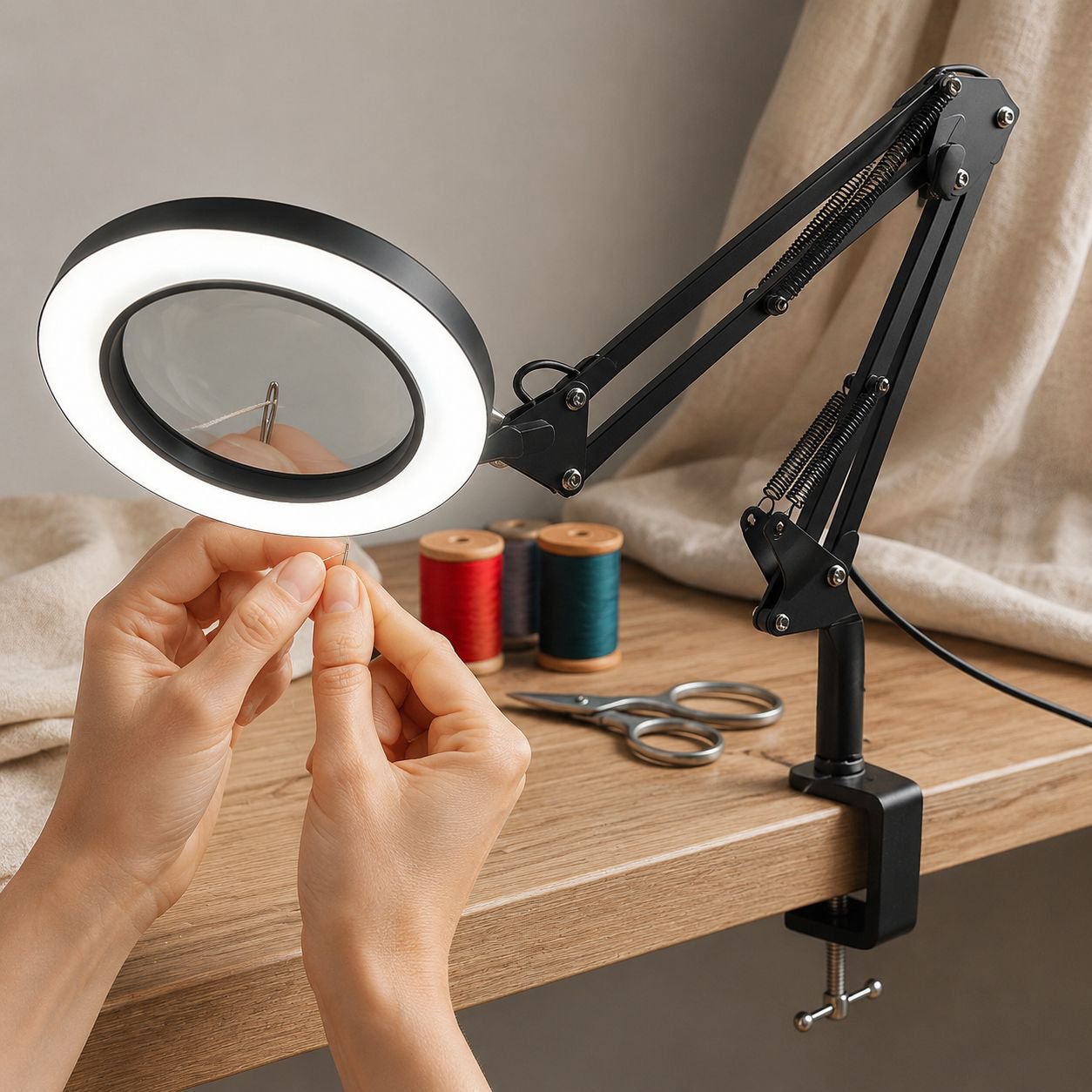 Lampe de bureau pliante JMY avec loupe intégrée