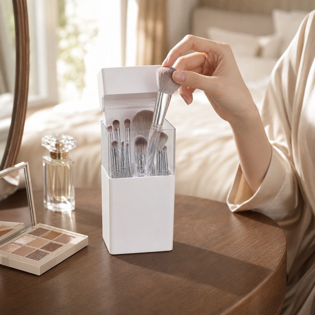 Estuche portátil elegante para proteger brochas de maquillaje