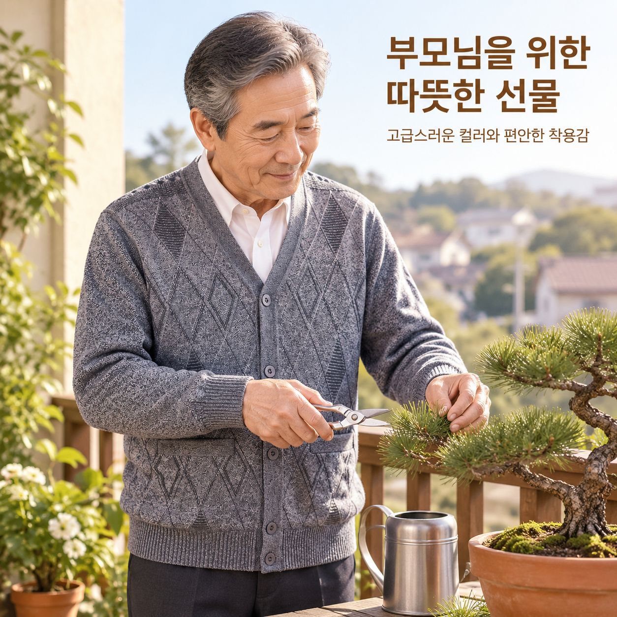 남성용 플리스 안감 니트 스웨터 가디건