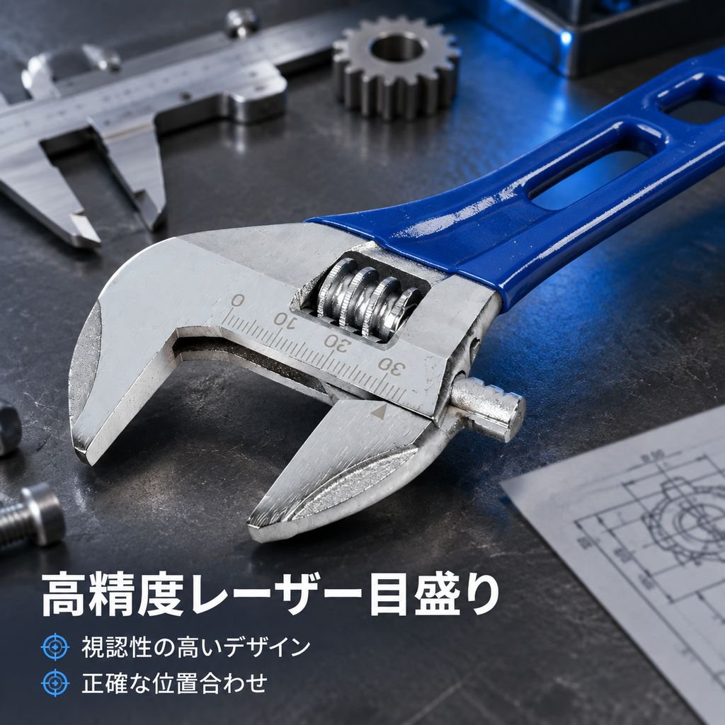 大口径ショートハンドル調整式レンチ