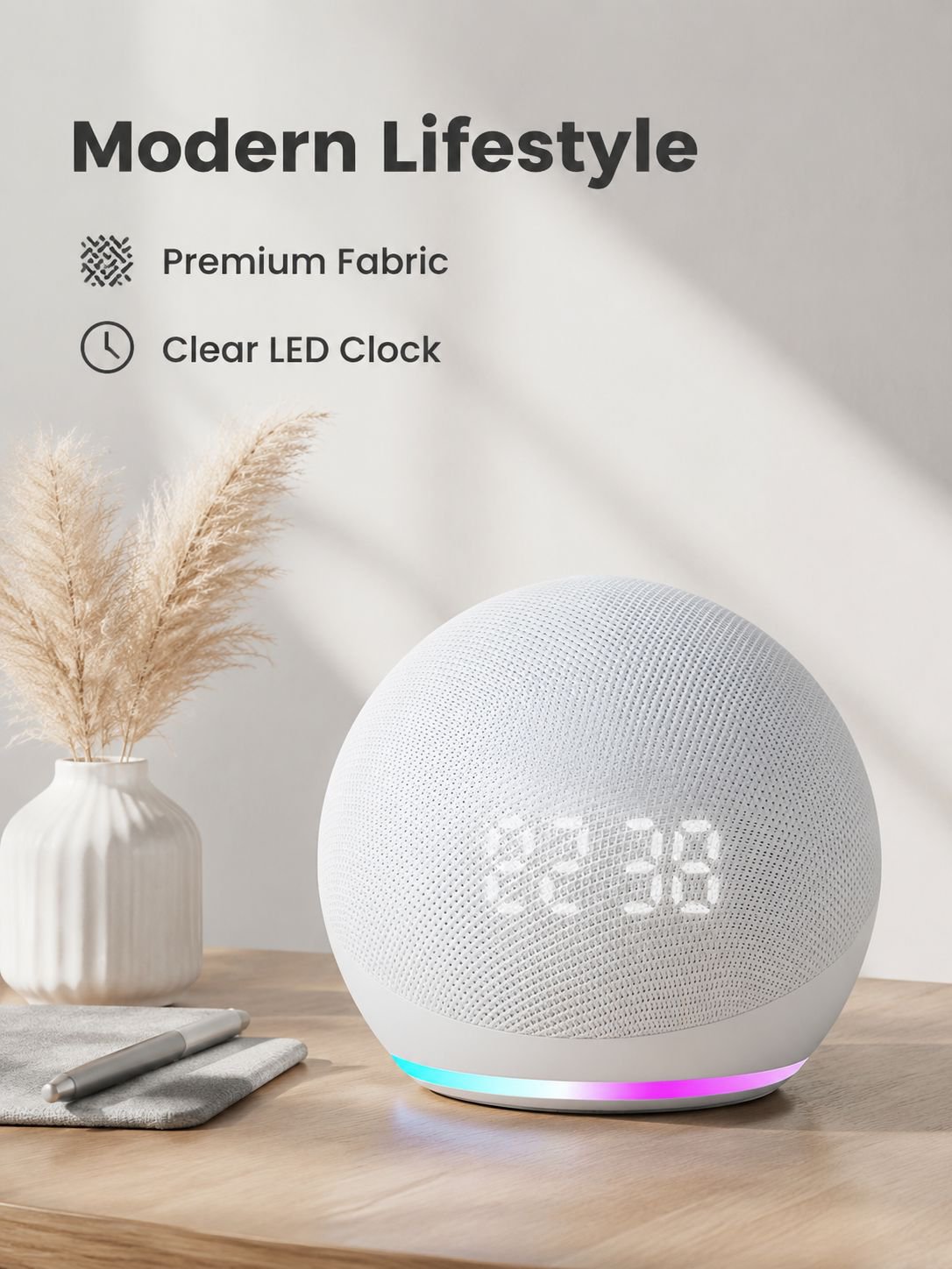 Cross-border best-selling alaxe clock Bluetooth speaker, fabric mini speaker with heavy subwoofer, d