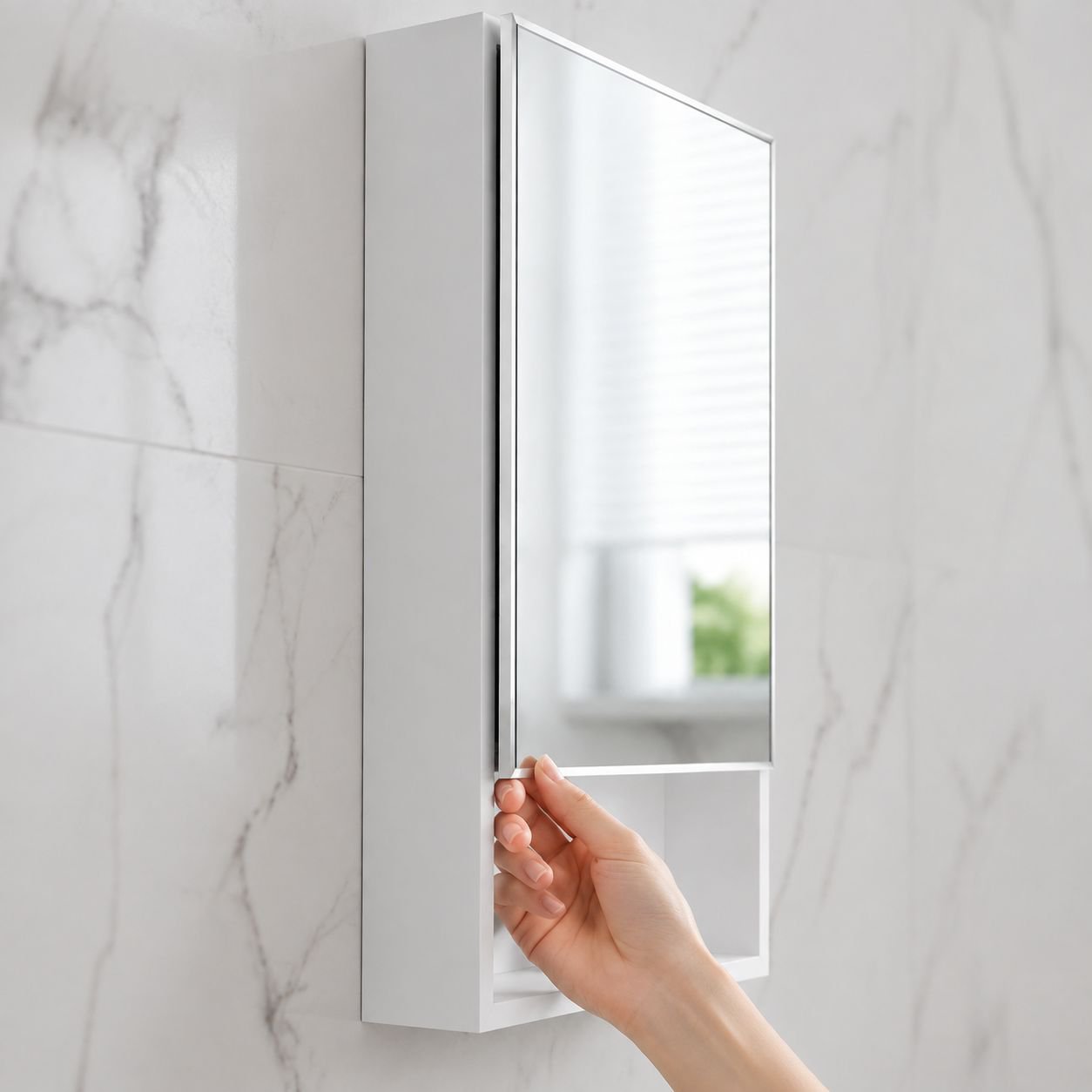 Rustproof wall cabinet with mirrored door for bathrooms