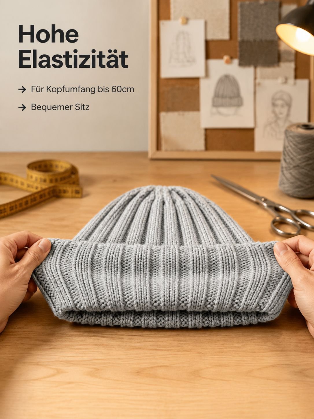 Wollmütze, warm und vielseitig, einfarbige Strickmütze für Damen und Herren