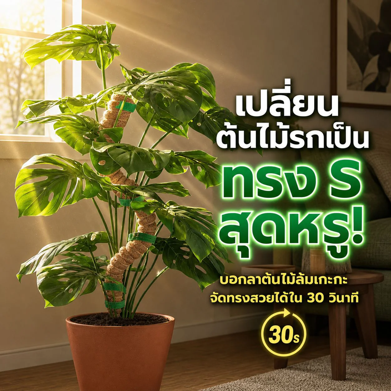 เสาใยมะพร้าวสำหรับพืชในสวน เสาดัดโค้งได้ เสาตกแต่งมอสในร่ม