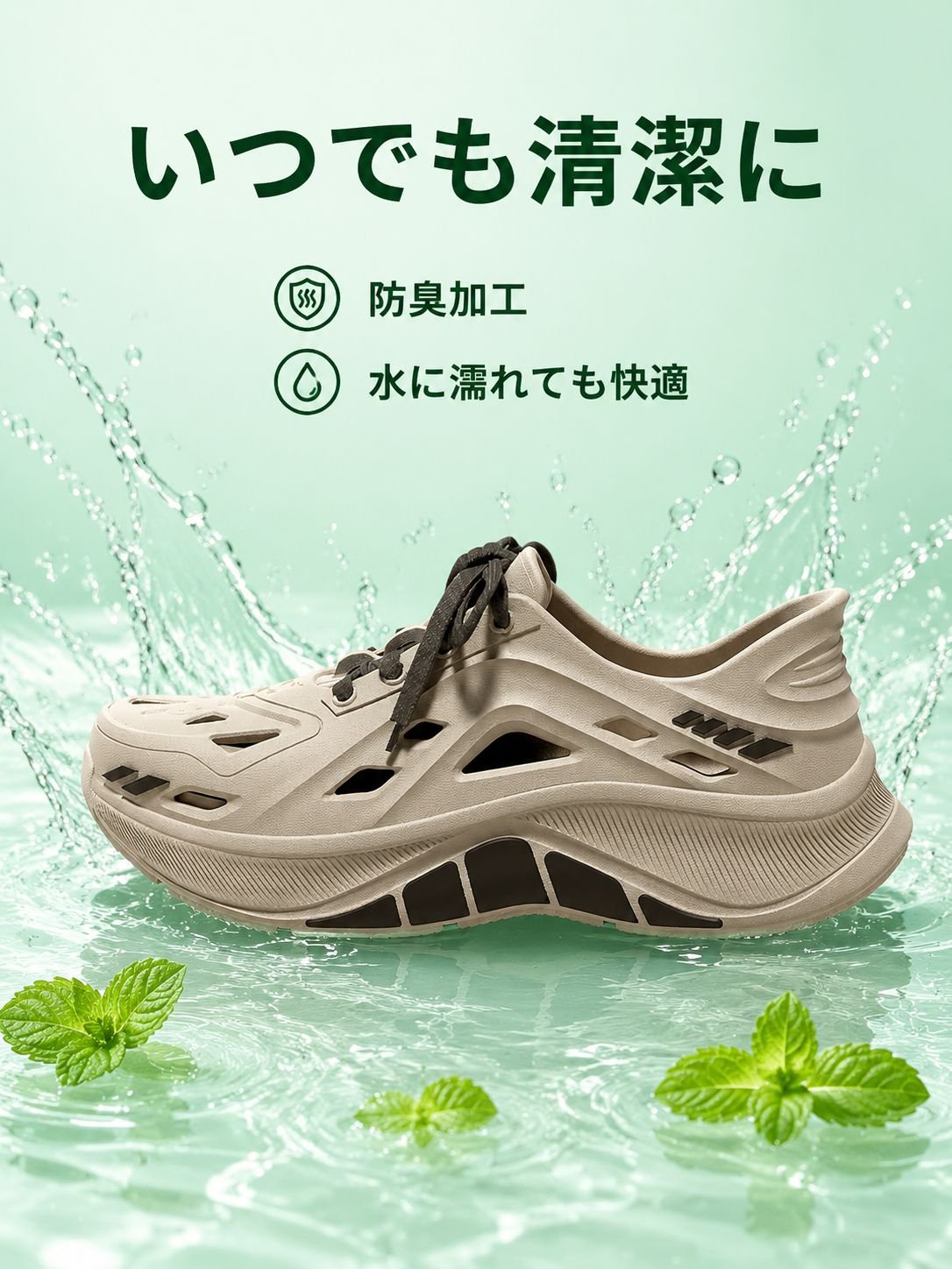 メンズウォーターシューズ、滑り止め、通気性、川歩きシューズ、夏用厚底アウトドアウェア、防臭、静音運転サンダル、メンズサンダル