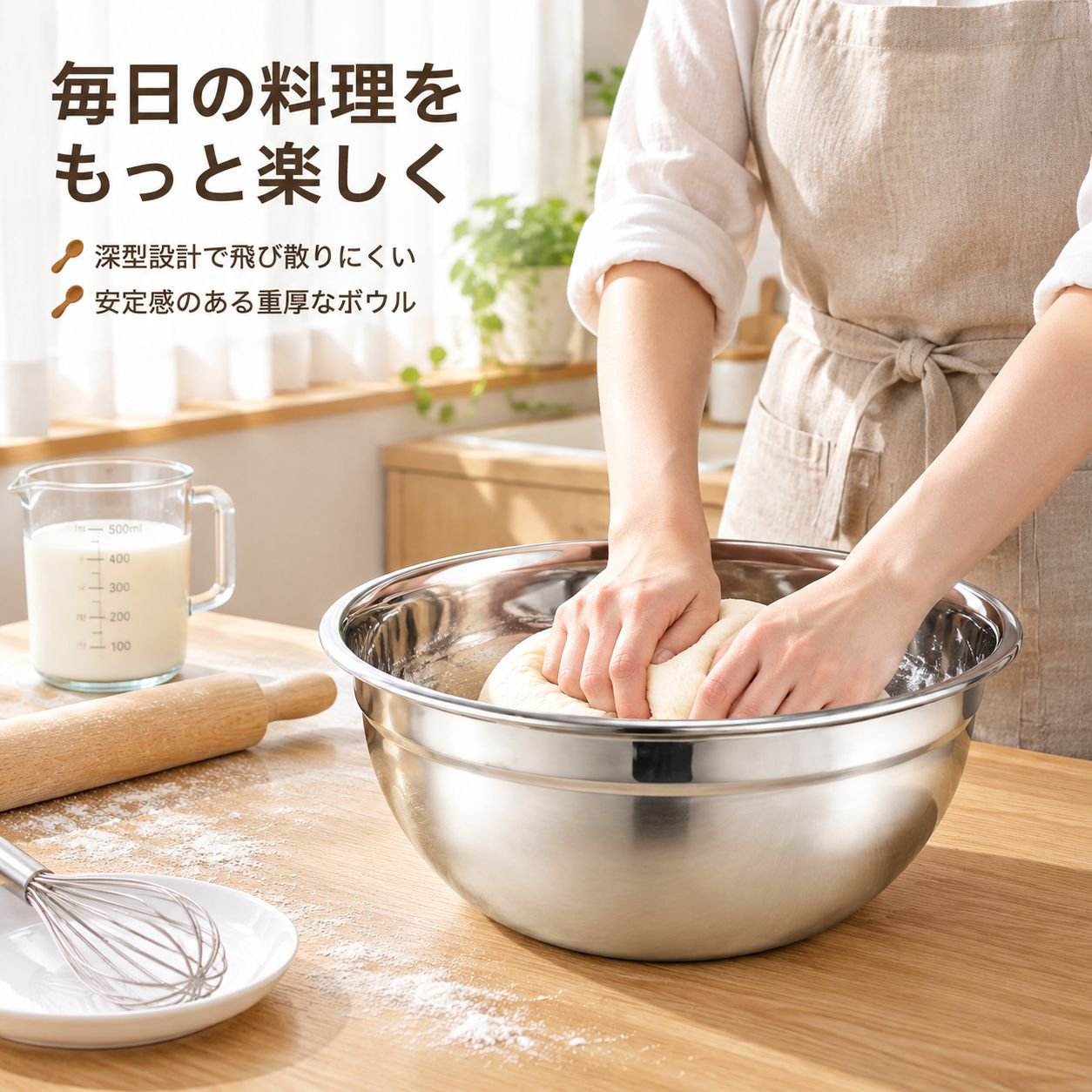 厚手ステンレス蓋付きボウル