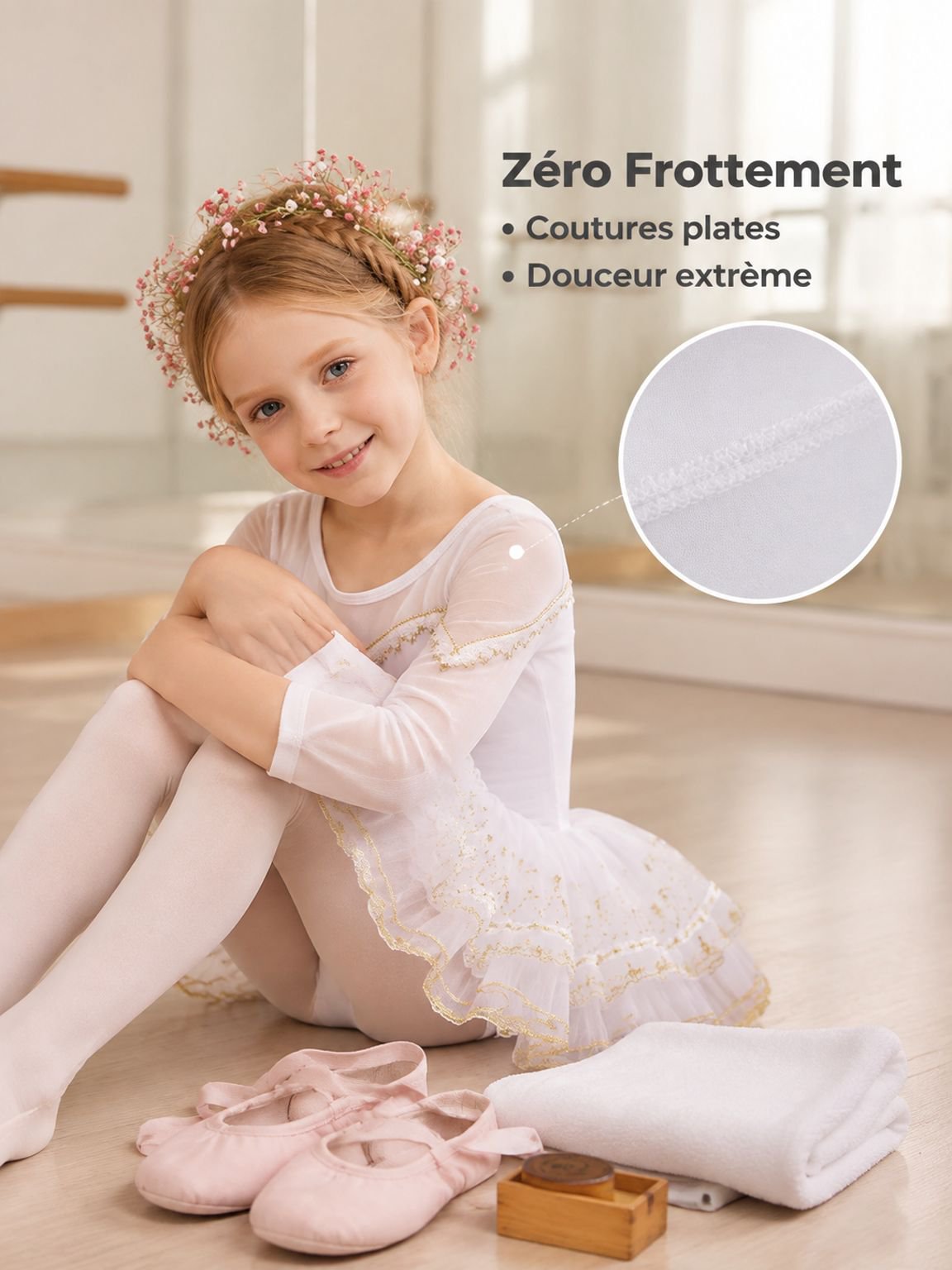 Costume de ballet à manches longues pour filles