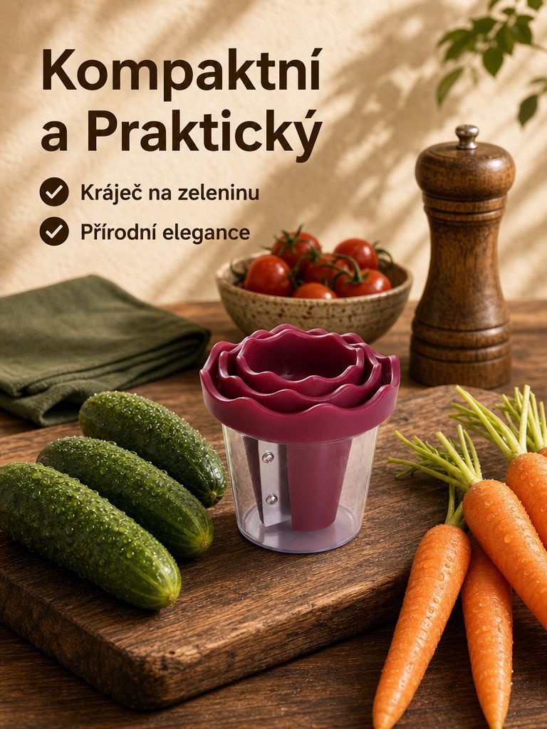 Kráječ zeleniny a ovoce ve tvaru růže