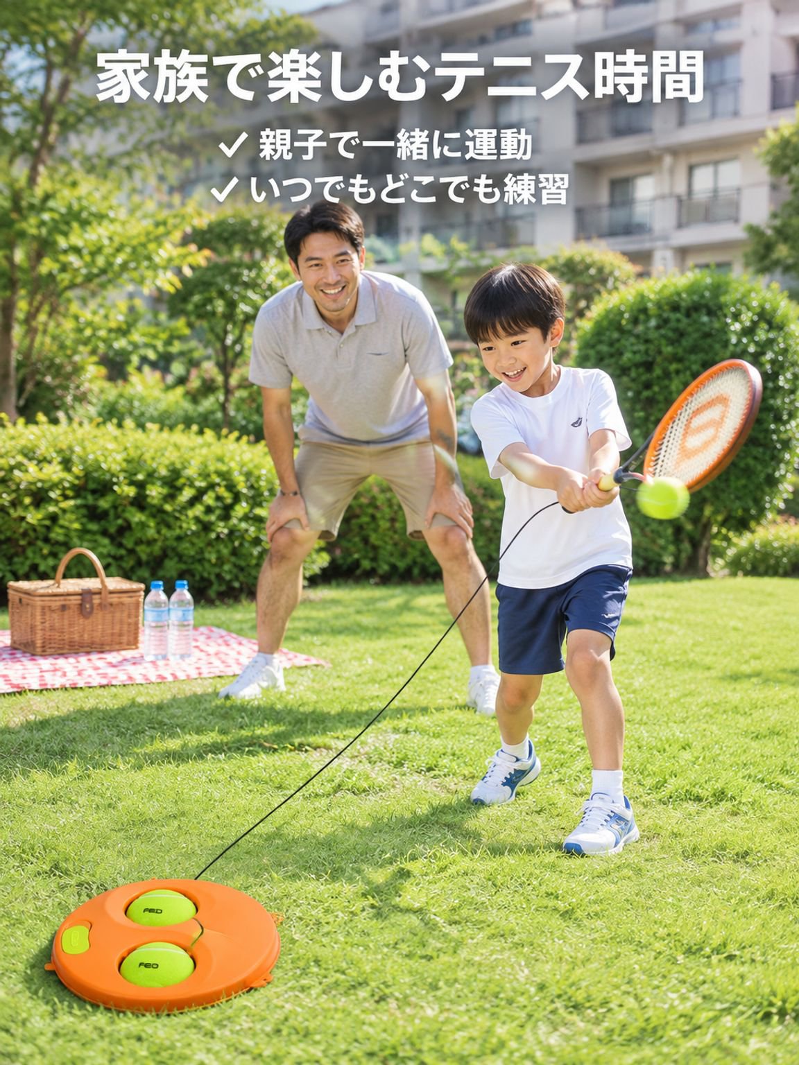 滑り止め紐付きテニストレーナーセット