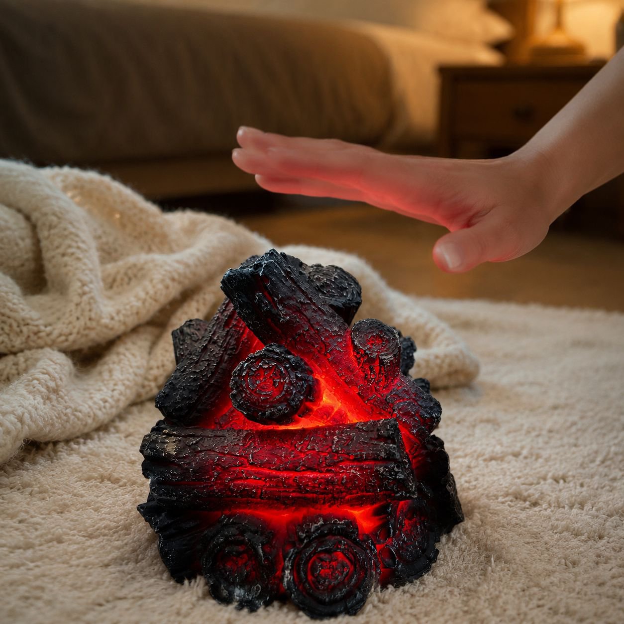Portable LED flame lamp for cozy ambiance