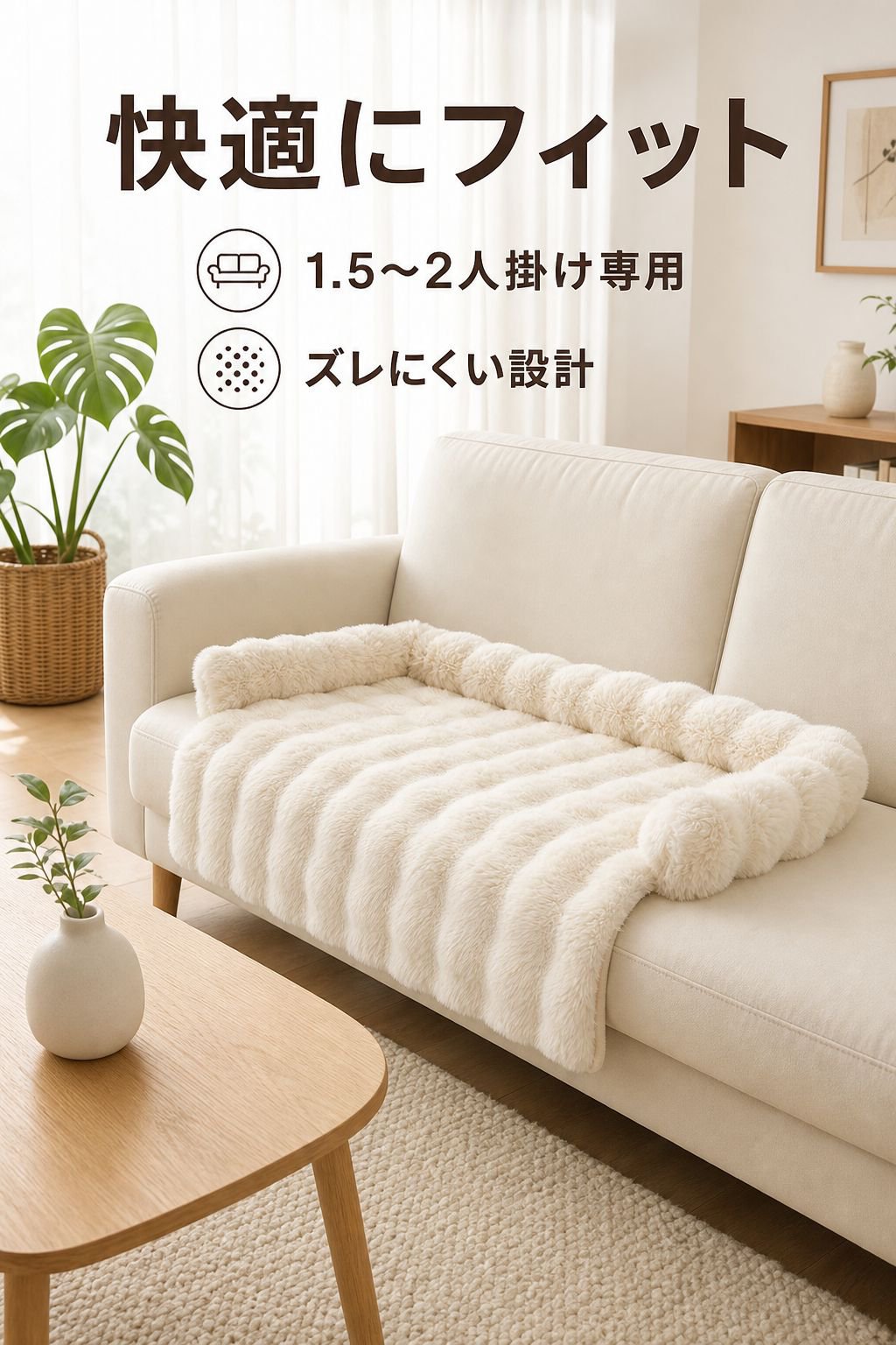 冬用厚手ラビットファー滑り止めペットマット