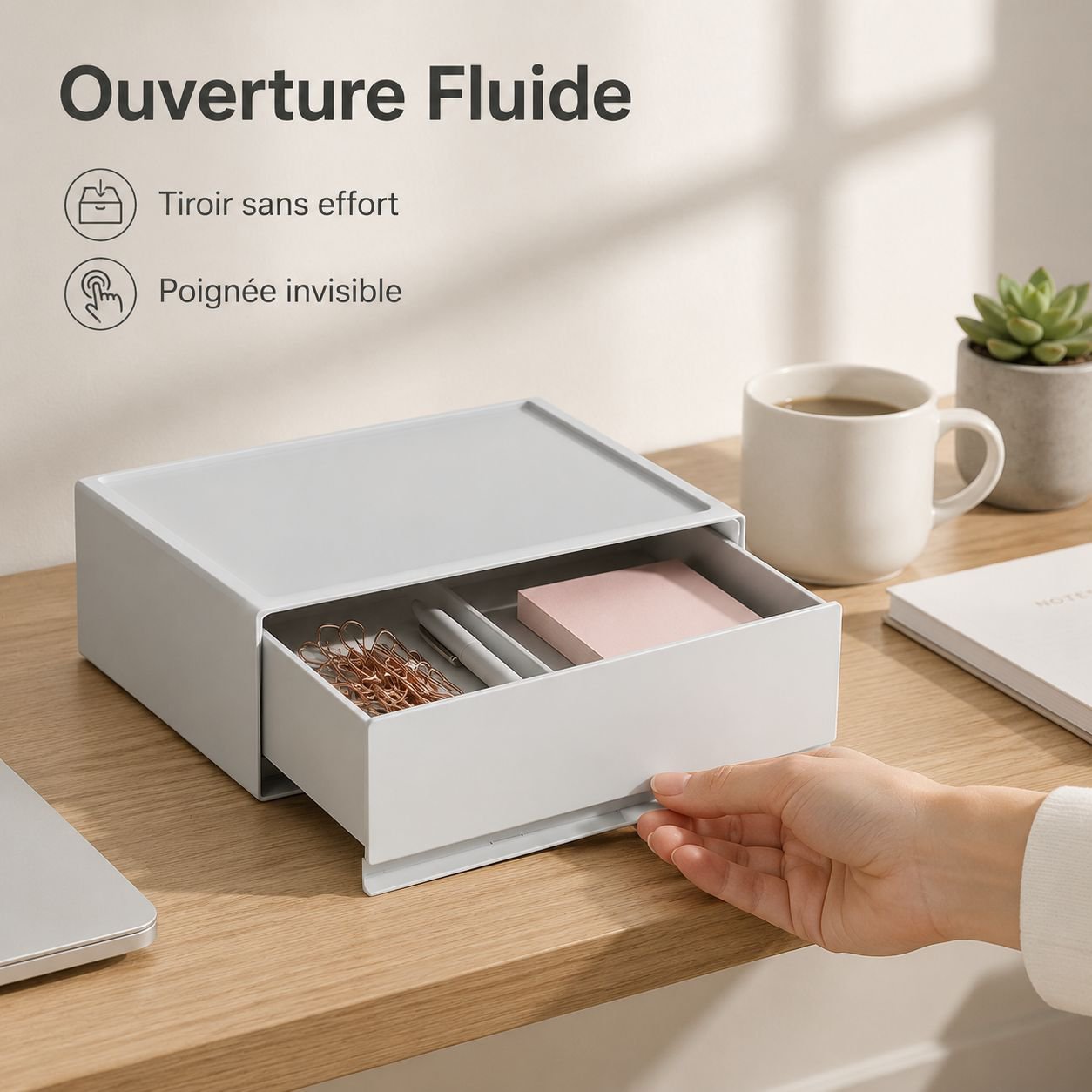 Boîte de rangement empilable en plastique pour bureau