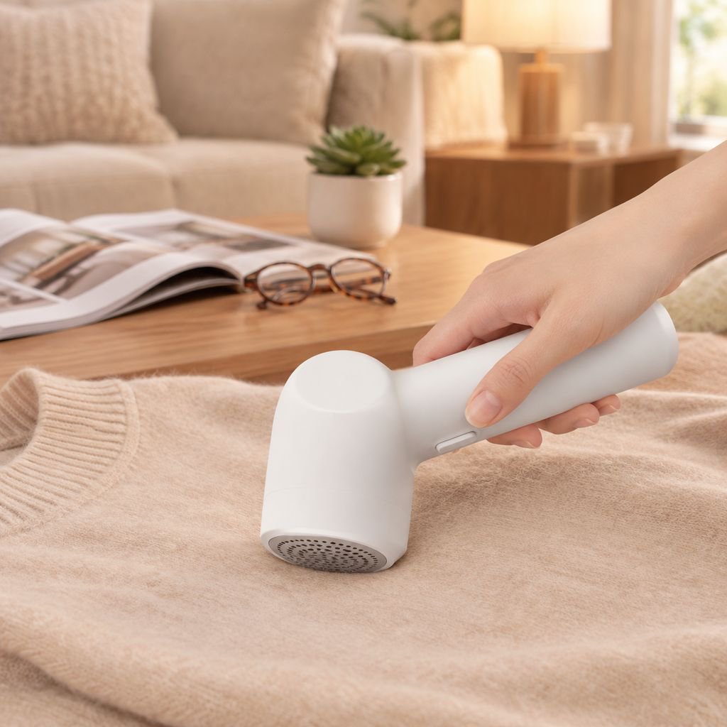 Electric lint remover featuring dual blade system for optimal results