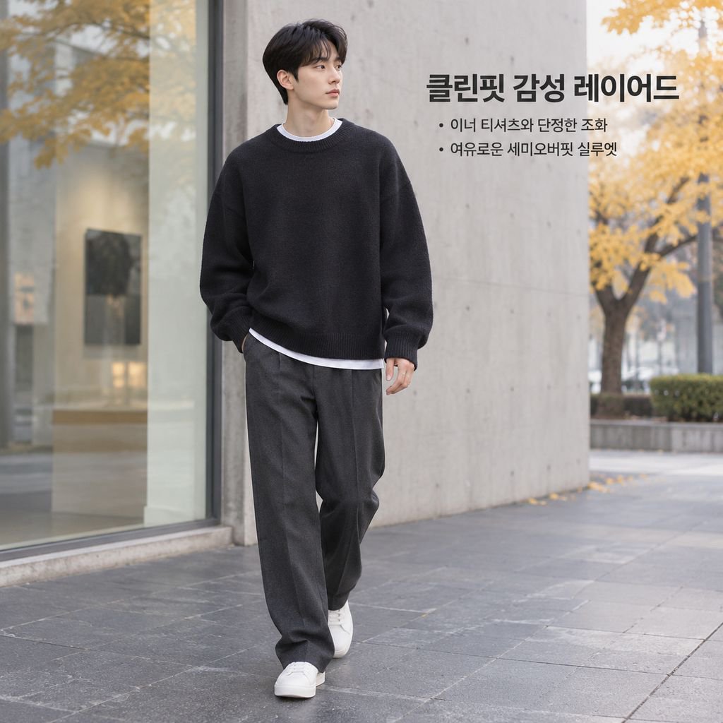 남성 가을 겨울 도톰한 루즈핏 오버핏 니트 스웨터 자켓 아우터