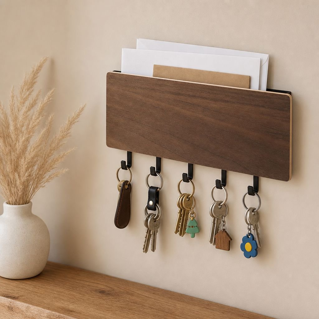 Entryway wall organizer for keys, letters, and accessories