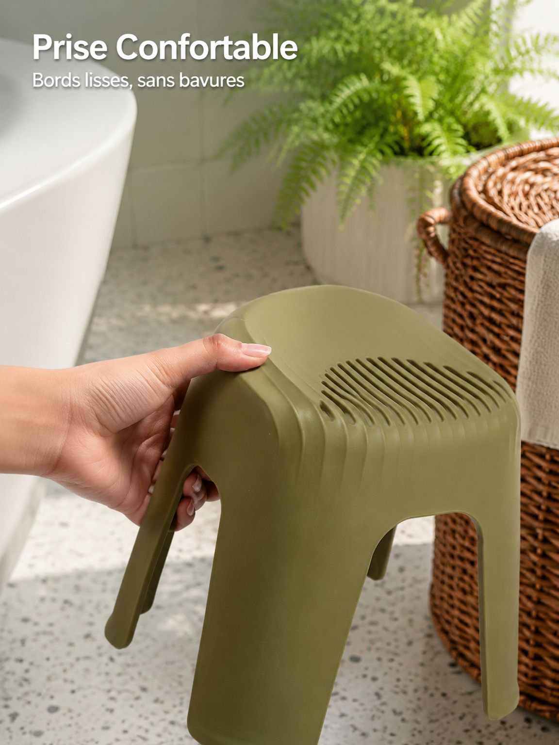Détail de la surface texturée antidérapante du tabouret