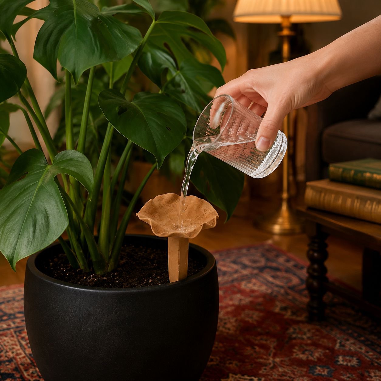 Eco-friendly terracotta spikes providing slow release water to plants