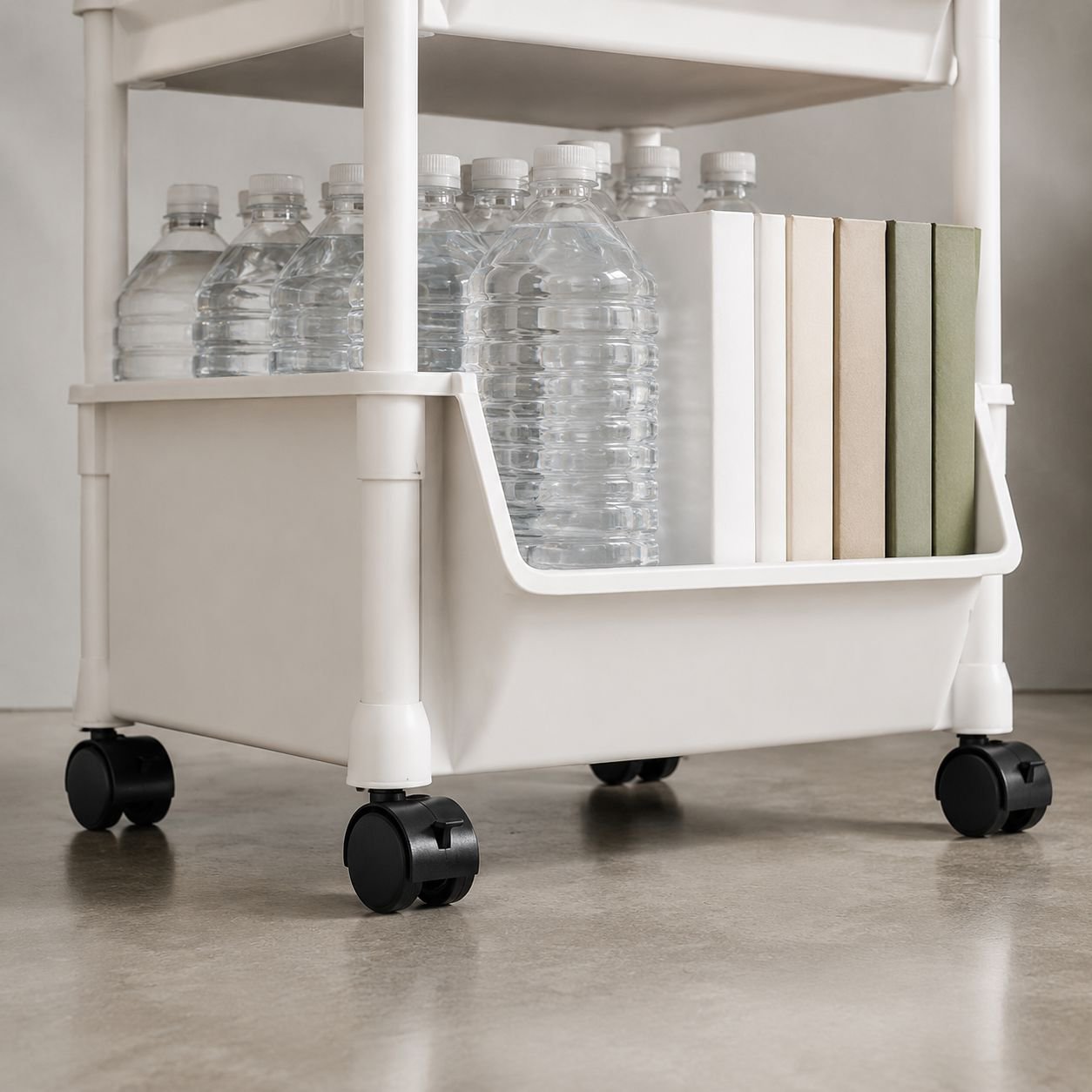 Durable household trolley with spacious storage shelves
