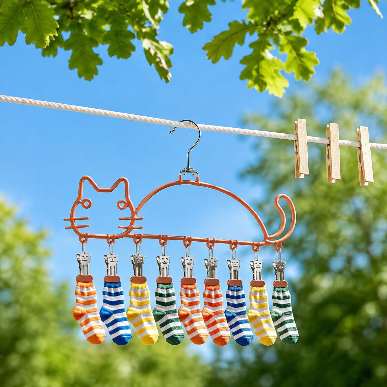 JMY - Cat-shaped Sock Clip Clothes Rack