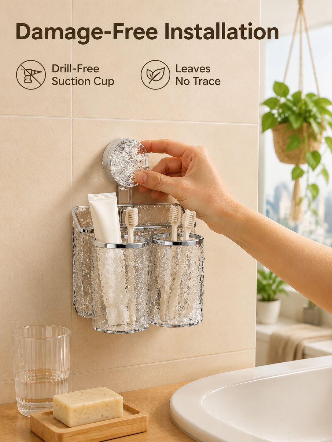 Multifunctional Toothbrush and Toothpaste Organizer with Rinse Cup