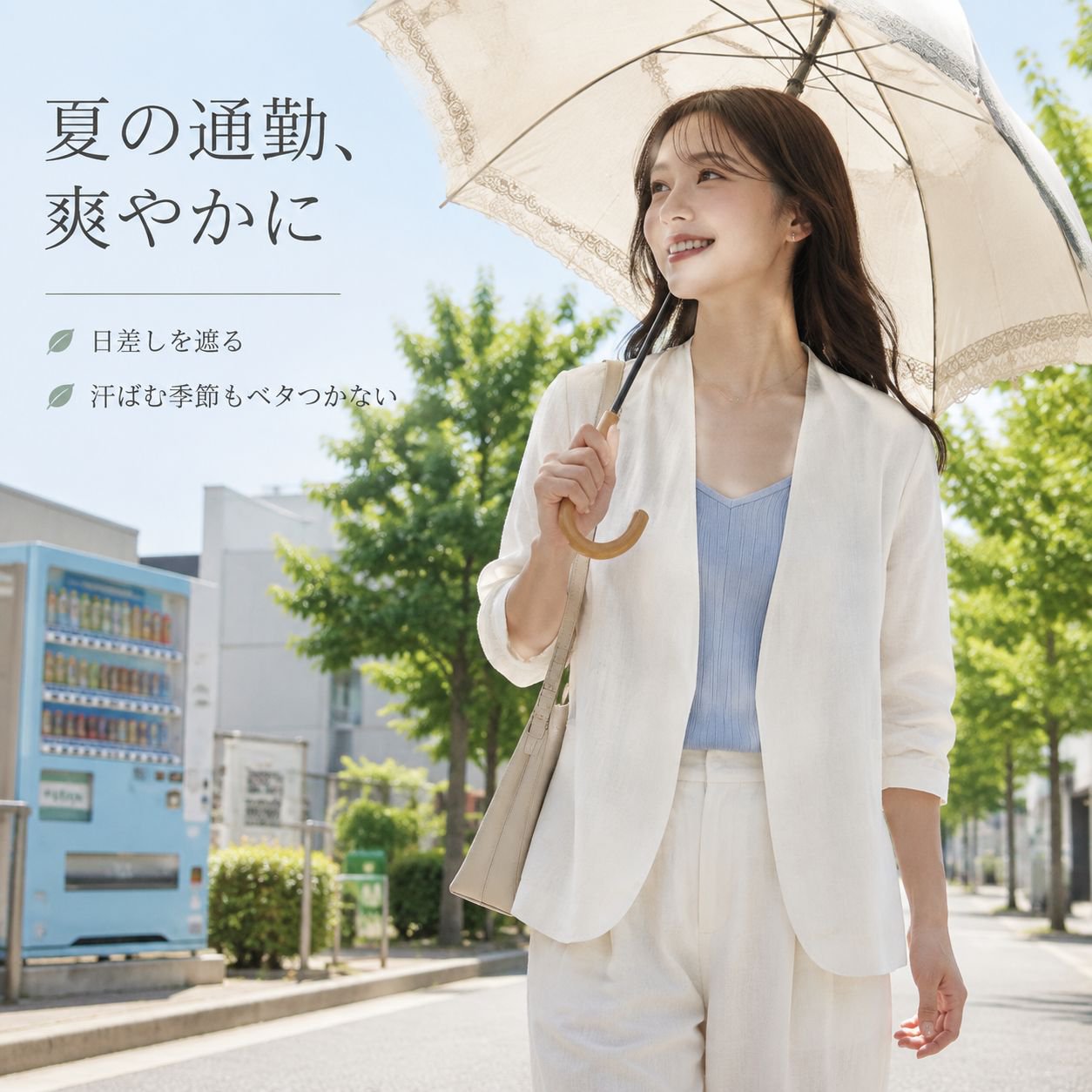 高級感リラックス風リネン半袖ブレザー レディース