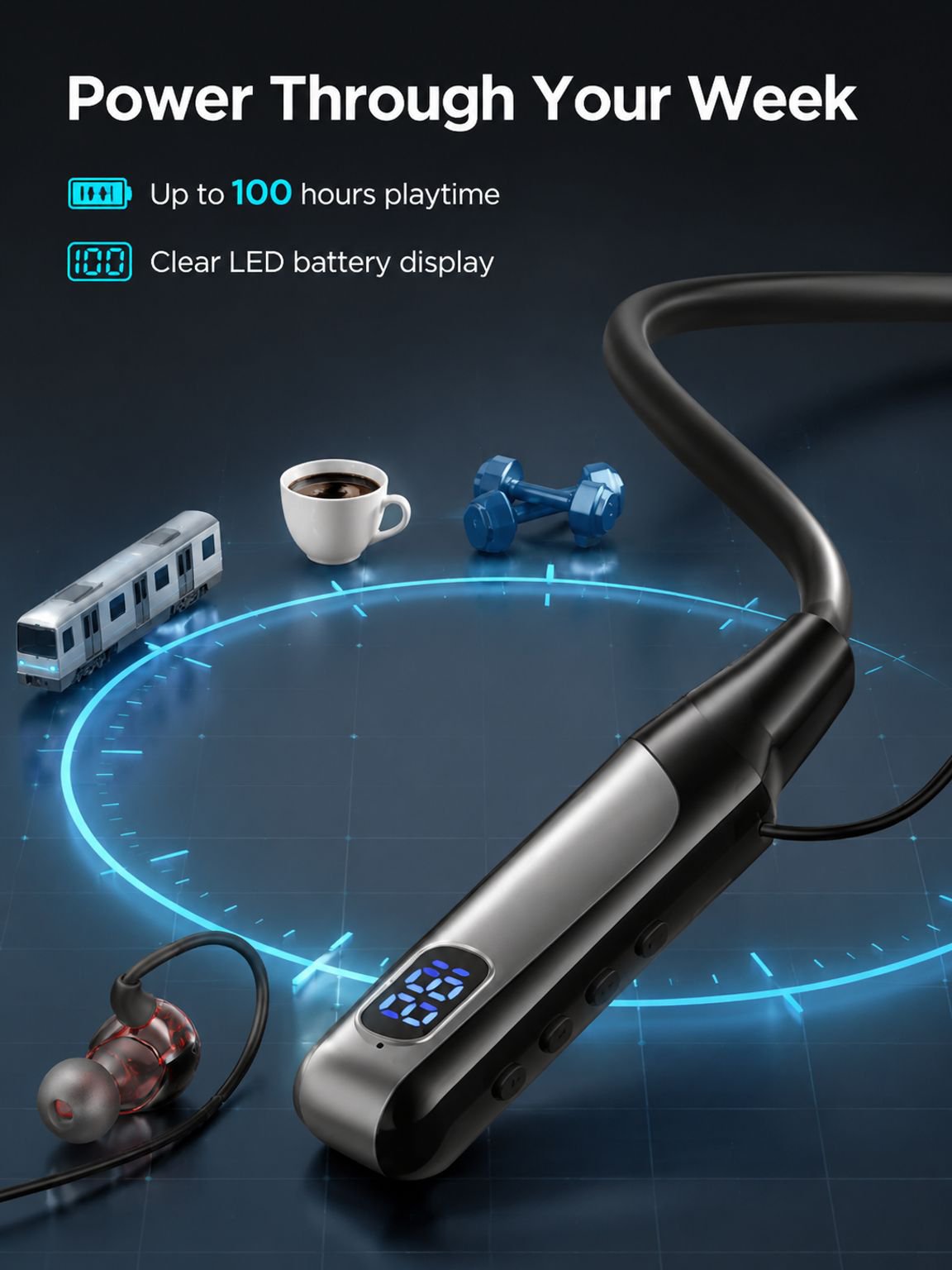 Sweatproof neckband earphones for running and gym