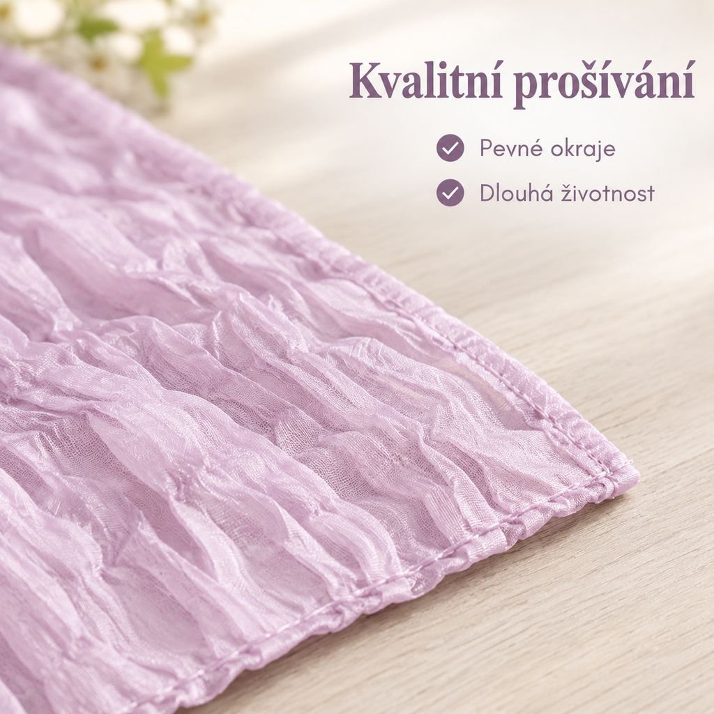 Světle fialový skládaný tylový běhoun